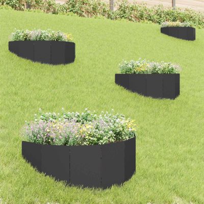 vidaXL Obrubník trávnika 4 ks 100 x 45 cm Oceľ Čierna