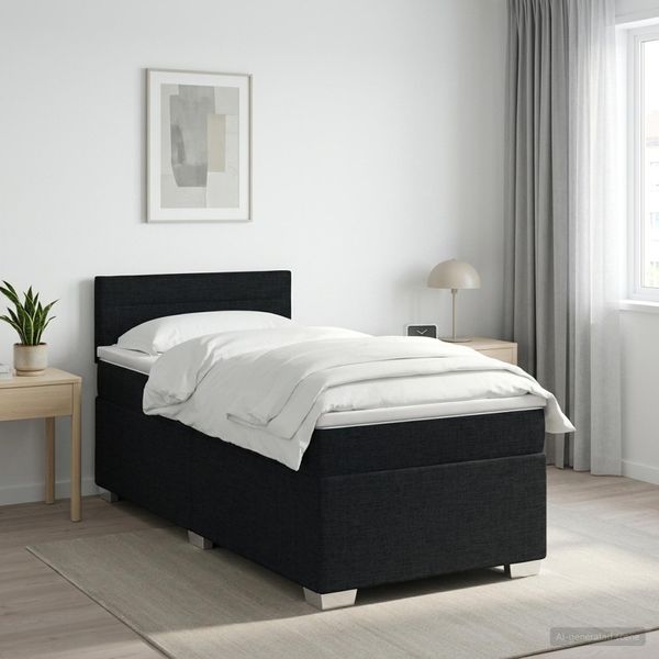 vidaXL Posteľ boxspring s matracom Čierna 100 x 200 cm Látka