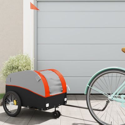 vidaXL Vozík za bicykel, čierno oranžový 30 kg, železo