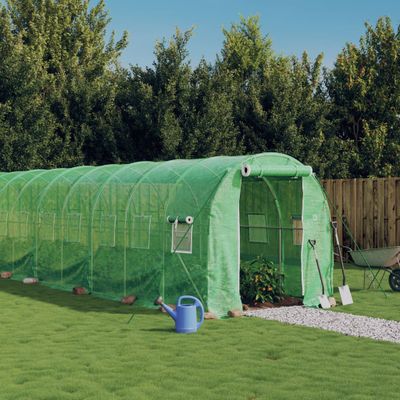 vidaXL Fóliovník s oceľovým rámom zelený 20 m² 10x2x2 m