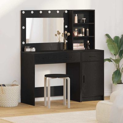 vidaXL Toaletný stolík so zásuvkou 2 pcs Čierna Kompozitné drevo