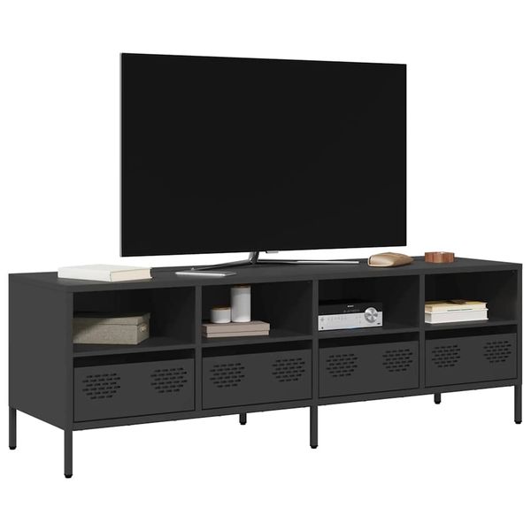 vidaXL TV skrinka čierna 135x39x43,5 cm oceľ valcovaná za studena