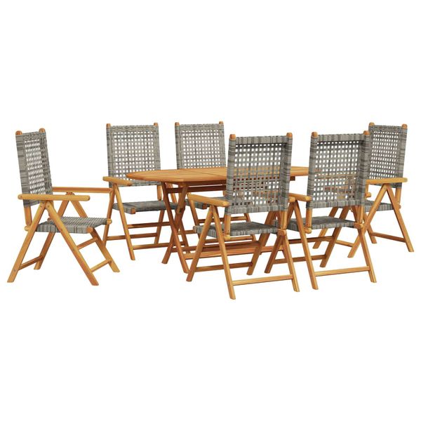 vidaXL Záhradný jedálenský set 7 pcs Sivá Pevné akáciové drevo