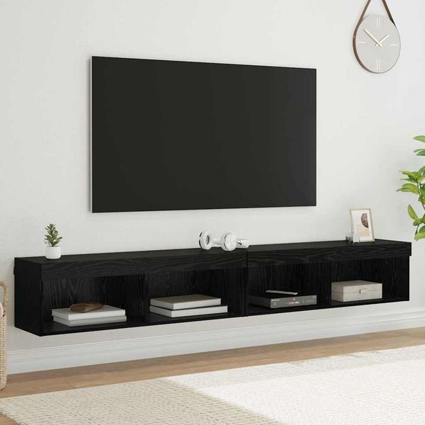 vidaXL Zostava TV skriniek s LED 2 pcs Čierny dub 100 x 30 x 30 cm