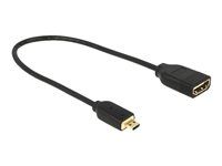 HDMI adaptér - HDMI so zdierkami (female) do 19 pin micro HDMI Type D s pinmi (male) - 20 cm - trojnásobne tienený - čierna - podporuje 4K
