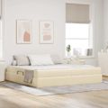 vidaXL Postel s úložným prostorem a matrací Krémová 200 x 200 cm