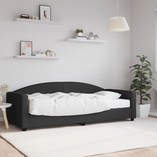 vidaXL Denná posteľ s matracom čierna 90x200 cm látka