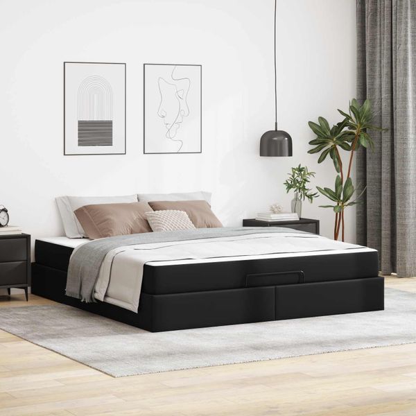 vidaXL Rám postele s matracom Iný 2 pcs Čierna PVC