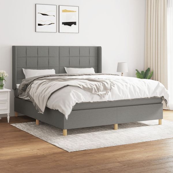 vidaXL Boxspring posteľ s matracom tmavosivá 160x200 cm látka