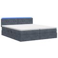 vidaXL LED úložná posteľ s matracom Tmavosivá 180 x 200 cm Zamat
