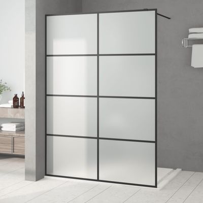 vidaXL Sprchová zástena čierna 140x195 cm matné ESG sklo