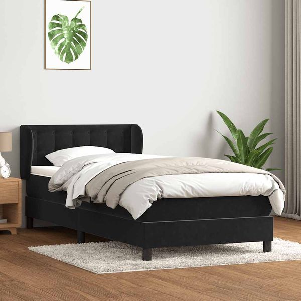 vidaXL Posteľný rám boxspring s matracom čierny 80x220 cm zamat