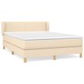 vidaXL Posteľný rám boxspring s matracom krémový 140x200 cm látka