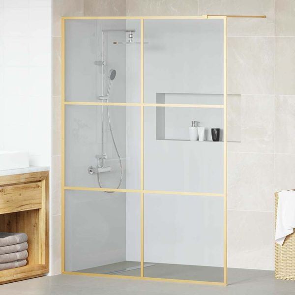 vidaXL Stena walk-in sprchy Zlatá 140 x 195 cm tvrdené sklo