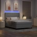 vidaXL LED box s pružinami s matracmi Svetlosivá 160 x 200 cm látka