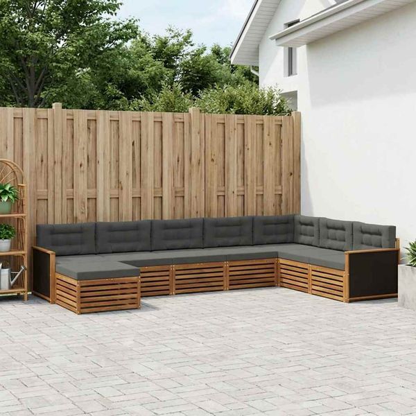 vidaXL Záhradná súprava gaučov s vankúšom 8 pcs Prírodná a antracitová