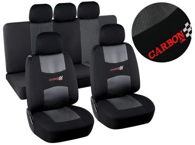 Poťahy sedadiel sada 9ks CARBON DARK čierne AIRBAG