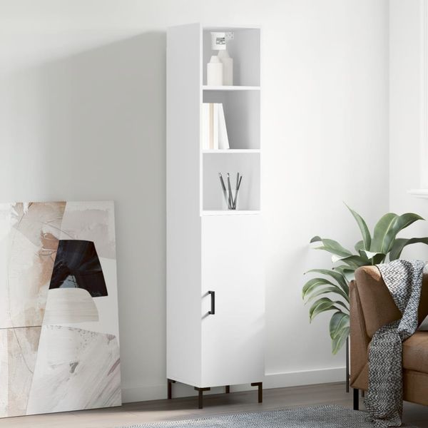 vidaXL Vysoká skrinka biela 34,5x34x180 cm spracované drevo