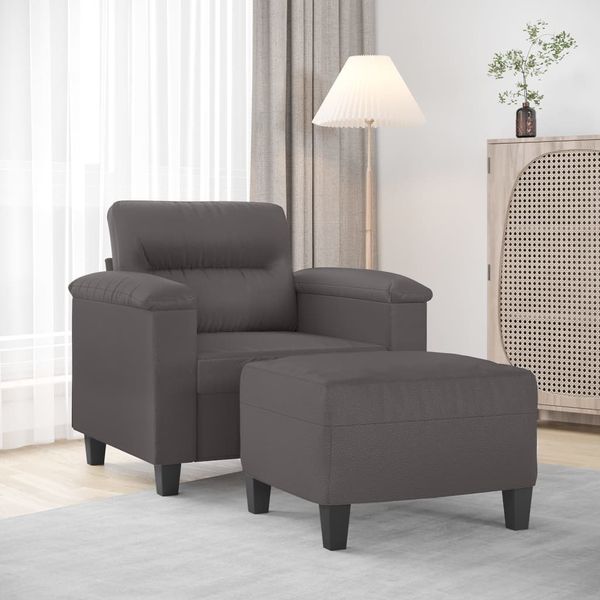 VidaXL Kreslo s podnožkou sivé 60 cm umelá koža