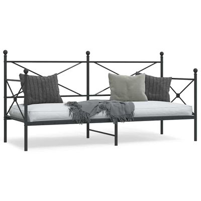 VidaXL Denná posteľ bez matraca Čierna 75x190 cm Oceľ