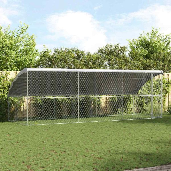 vidaXL Psí kennel 3 pcs Strieborná 6 x 2 x 2 m Pozinkovaná oceľ