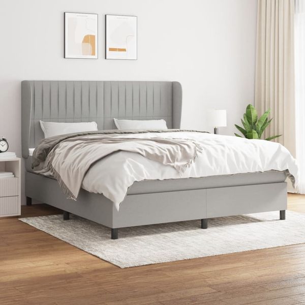 vidaXL Boxspring posteľ s matracom bledosivá 180x200 cm látka