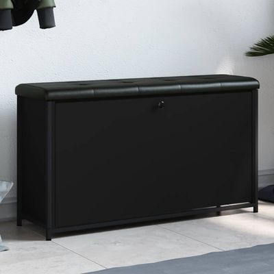 vidaXL Lavička na topánky s vyklápacou zásuvkou čierna 102x32x56 cm