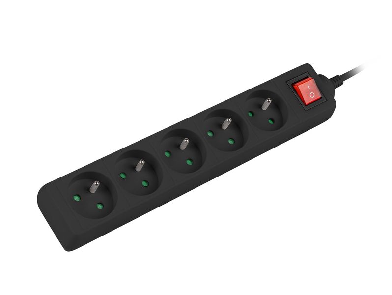 Predlžovací kábel Lanberg PS1 5 zásuvky 1.5m vypínač čierna