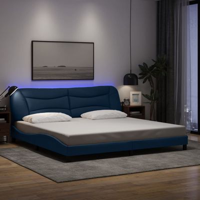 vidaXL Rám postele s LED bez matraca Hvar modrá 200x200 cm látka