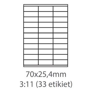 etikety Samolepiace 70x25,4 univerzálne biele (1000 listov A4/bal.)