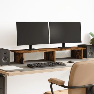 vidaXL Stojan na monitor dymový dub 100x27x15 cm kompozitné drevo