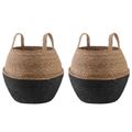 vidaXL Kvetináč s uchami 2 ks Čierna Ø 32 x 32 cm 100% Morská tráva