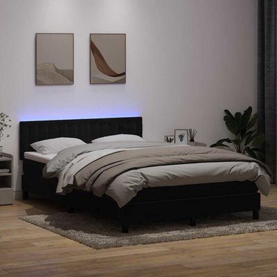 vidaXL Posteľný rám boxspring s matracom a LED čierny 160x210 cm zamat