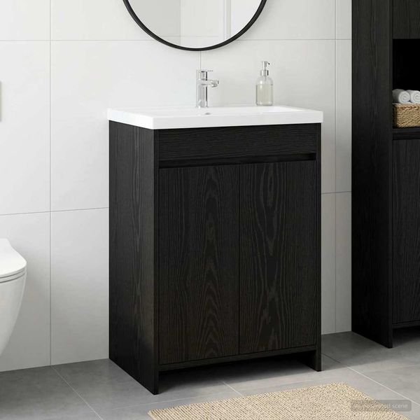 vidaXL Skriňa pod umývadlo do kúpeľne Čierny dub 56 x 37,5 x 81 cm