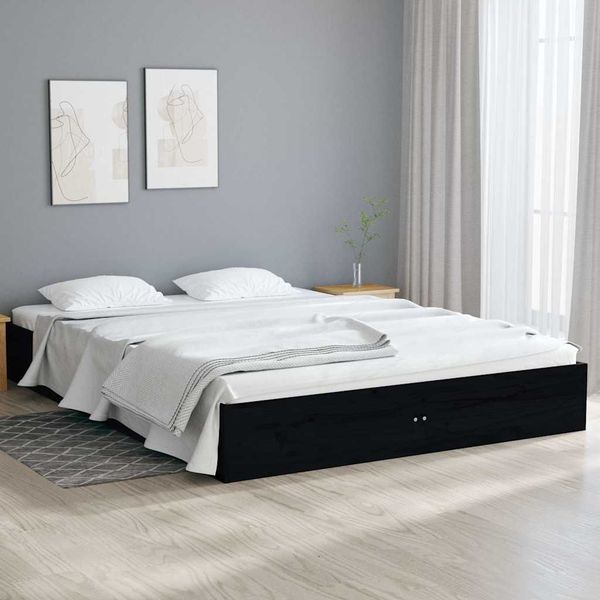 vidaXL Posteľný rám čierny drevený masív 120x190 cm malé dvojlôžko