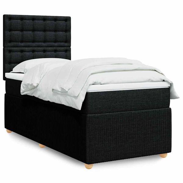vidaXL Boxspring posteľ s matracom čierna 100x200 cm látka