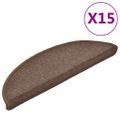 vidaXL Schodové rohože 15 ks 56x17x3 cm kávovo hnedé polkruhové