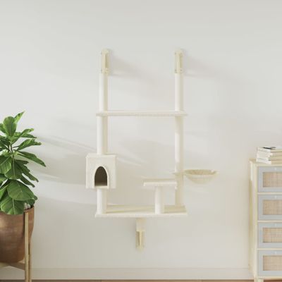vidaXL Nástenné škrabadlo pre mačky krémové 153 cm