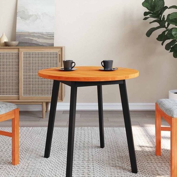 vidaXL Stolová doska okrúhla voskovohnedá Ø70x2,5 cm borovicový masív