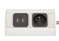 Povrchová zásuvka ORNO OR-AE-1310, 1x 230V, 2x USB nabíjacia, strieborná farba Povrchová zásuvka ORNO OR-AE-1310, 1x 230V, 2x USB nabíjací, strieborná farba