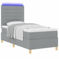 vidaXL LED box s pružinami Svetlosivá 80 x 200 cm látka