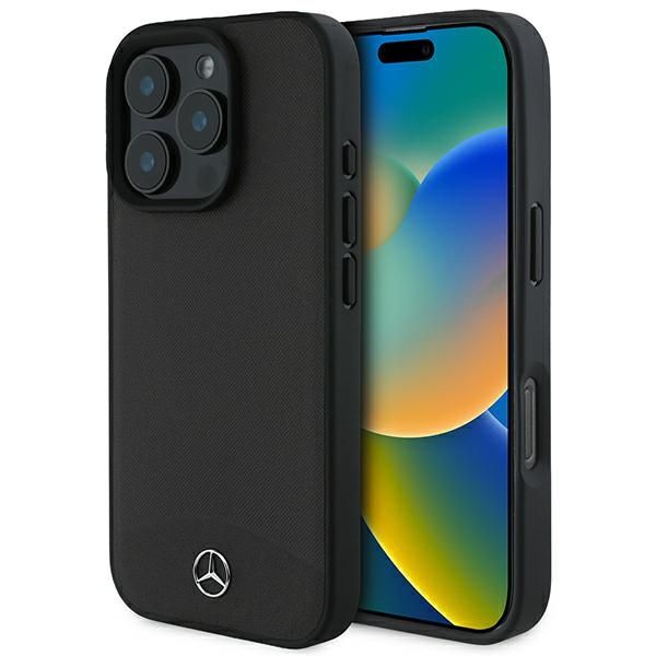Puzdro Mercedes pre iPhone 16 Pro 6,3" MEHMP16L23RBARK Tvrdé puzdro Textúrovaná a hladká koža MagSafe čierna