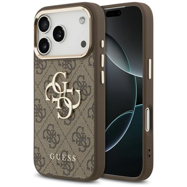 Puzdro Guess pre iPhone 17 Pro HC 4G PU S VEĽKÝM 4G CLASSIC LOGO GD hnedé