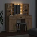 vidaXL Súprava toaletného stolíka s LED 3 ks Remeselný dub