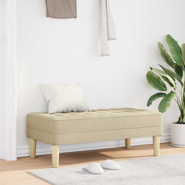 vidaXL lavička s vankúšom Krémová 113 x 57 x 39 cm látka