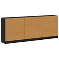 vidaXL Servírovacia skriňa 3 ks Čierny dub 181 x 30 x 70 cm