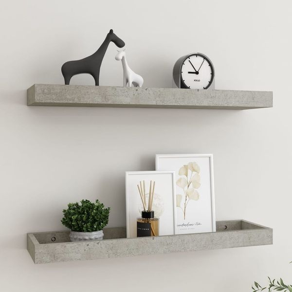 vidaXL Terasové nástenné police 2 ks betónovosivé 60x15x4 cm MDF