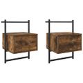 vidaXL Nočné skrinky nástenné 2 ks dymový dub 35x30x51cm kompoz. drevo