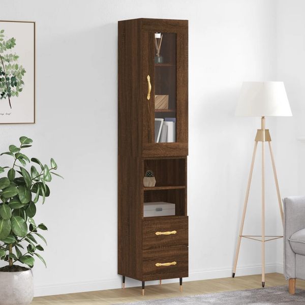 vidaXL Vysoká skrinka hnedý dub 34,5x34x180 cm spracované drevo