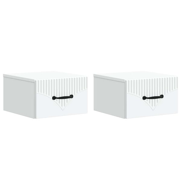 vidaXL Nástenná nočná skrinka Nástenný 2 pcs Biela 34,5 x 33 x 20 cm